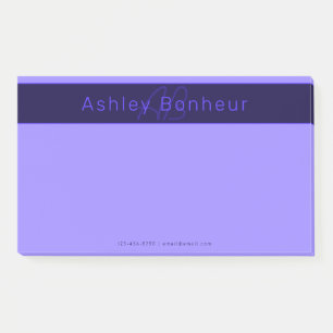 Moderne Deep Purple Farben Cooler Name & Monogra Post-it Klebezettel
