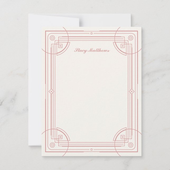 Moderne Deko Frame Stationery Note Card - Rose (Vorderseite)