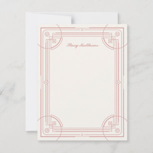 Moderne Deko Frame Stationery Note Card - Rose