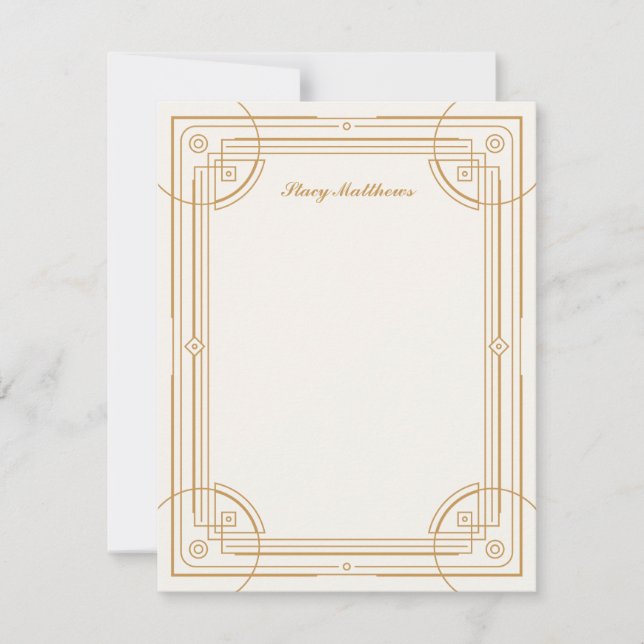 Moderne Deko Frame Stationery Note Card - Tan (Vorderseite)