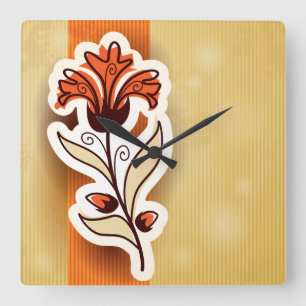 Moderne Dekoration mit Blume, Wanduhr