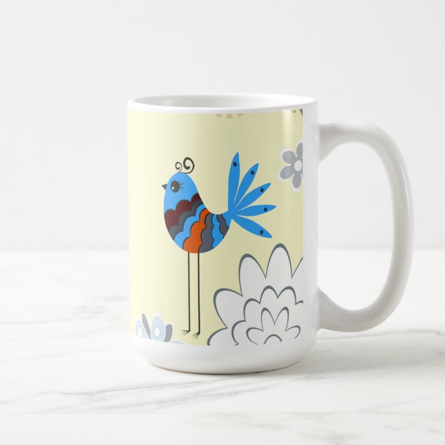 Moderne dekorative Blauvögel Kaffeetasse (Rechts)