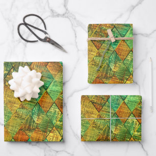Moderne dekorative geometrische Glasmalerei Geschenkpapier Set