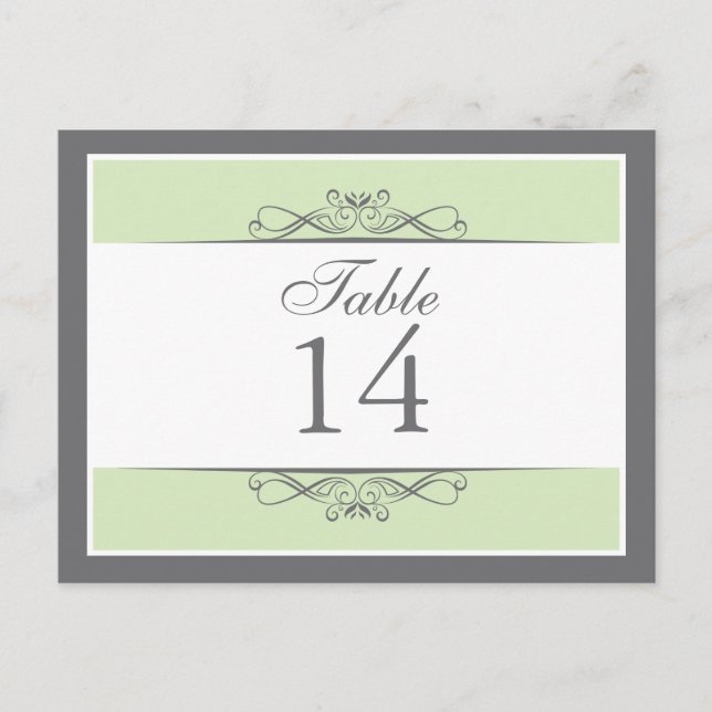 Moderne dekorative Tischnummer Card (Vorderseite)