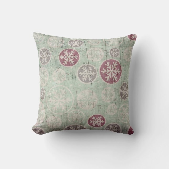 Moderne Dekorative Vintag Retro Snowflake Kissen (Vorderseite)