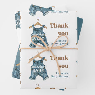 Moderne Denim-Blau Jeans Baby-Junge-Baby-Party Geschenkpapier Set