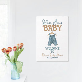 Moderne Denim Boy Blue Jean Baby Dusche Poster