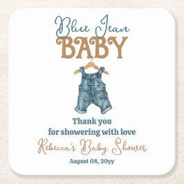 Moderne Denim Boy Blue Jean Baby Dusche Rechteckiger Pappuntersetzer