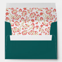 Moderne Design Vert Floral Motif Noël Env