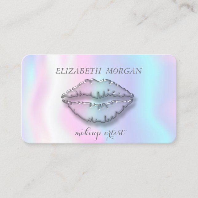 Moderne Designs,Holografie,Makeup Artist,Lips Visitenkarte (Vorderseite)