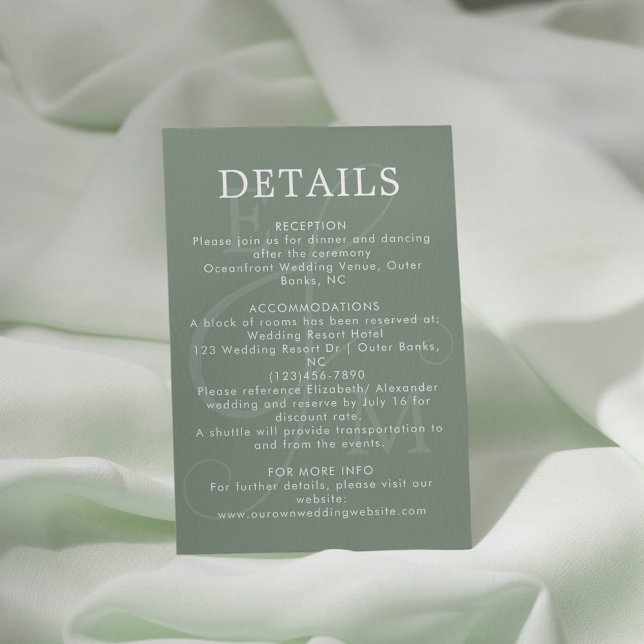 Moderne Details zum Thema Grün und Hochzeiten Begleitkarte (Von Creator hochgeladen)