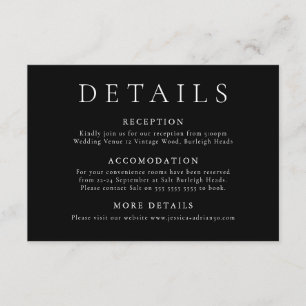 Moderne Details zur Schwarzen Hochzeit Begleitkarte