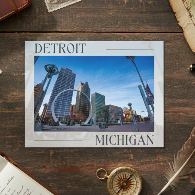 Moderne Detroit Sehenswürdigkeit Postkarte (Detroit Landmark Postcard)