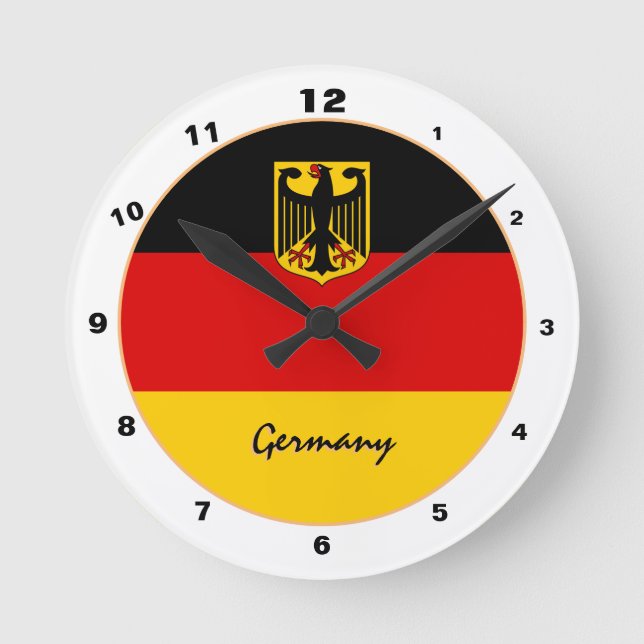 Moderne deutsche Flagge & Deutschland Zuhause / De Runde Wanduhr (Vorderseite)
