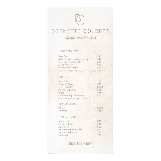 Moderne Deux Monogramme initial Salon Prix Menu (Devant)