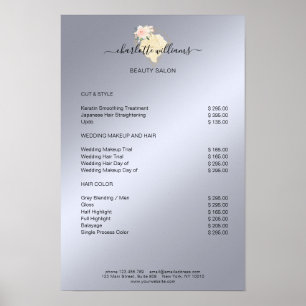 Moderne Diamant-Blumen-Preisliste Poster