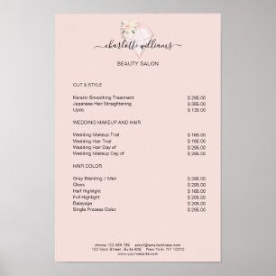 Moderne Diamant-Blumen-Preisliste Poster