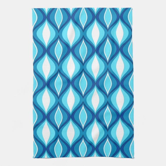 Moderne Diamanten aus dem Mittelalter, Denim-Blues Geschirrtuch (Vertikal)