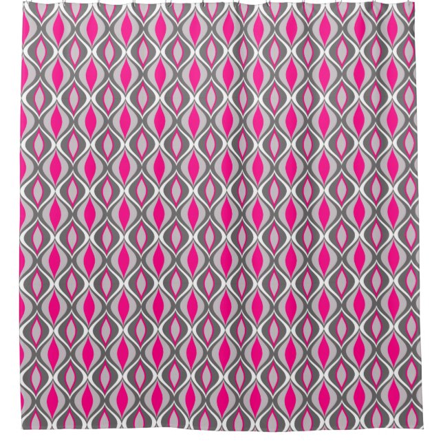 Moderne Diamanten, Fuchsia und Grau aus dem Mittel Duschvorhang (Vorderseite)