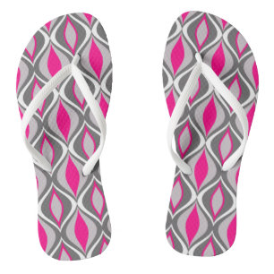 Moderne Diamanten, Fuchsia und Grau aus dem Mittel Flip Flops