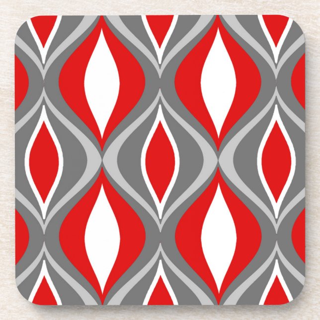 Moderne Diamanten, grau / grau & rot, Mitte des 20 Untersetzer (Vorderseite)