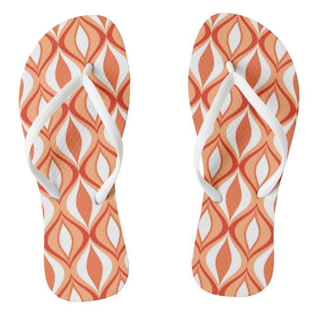 Moderne Diamanten, Orange & White aus dem Mittelal Flip Flops (Fußbett)
