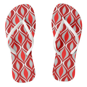 Moderne Diamanten, rot & grau / grau Flip Flops