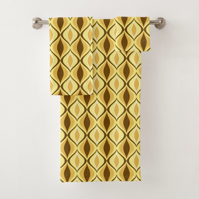 Moderne Diamanten, Senf Gold  Badhandtuch Set (Insitu)