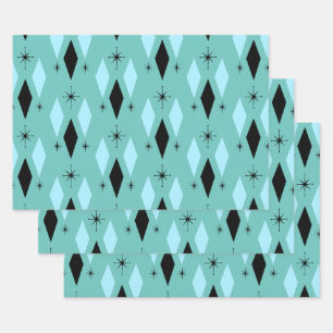 Moderne Diamanten Sternexplosionen aus dem Mittela Geschenkpapier Set