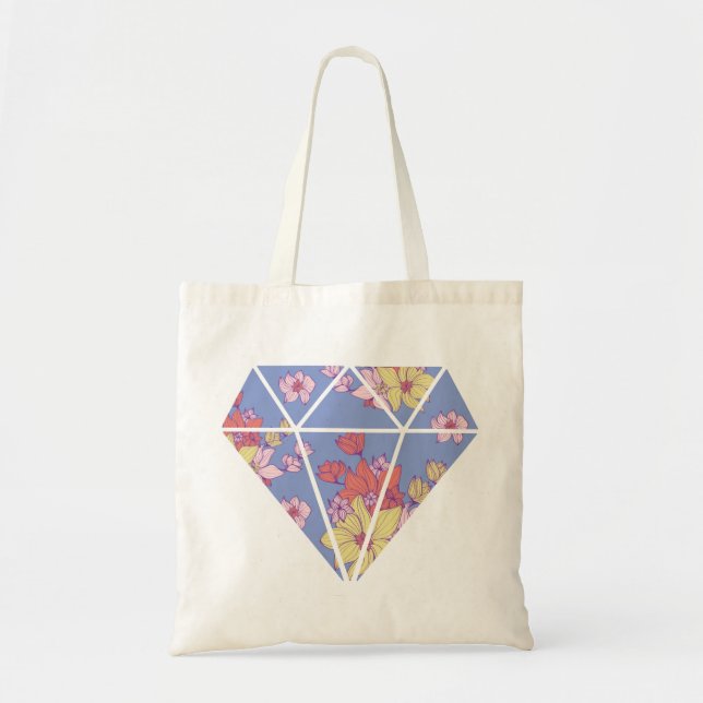 Moderne Diamantform der Blumenmuster Tragetasche (Vorne)
