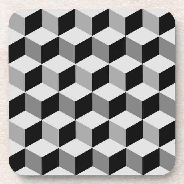 Moderne Diamond Grid, Silber, Dunkelgrau und Schwa Untersetzer (Vorderseite)