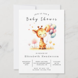 Moderne Digital Giraffe Baby Dusche Einladung
