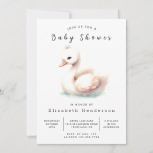 Moderne Digital Swan Baby Dusche Einladung