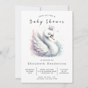 Moderne Digital Swan Baby Dusche Einladung