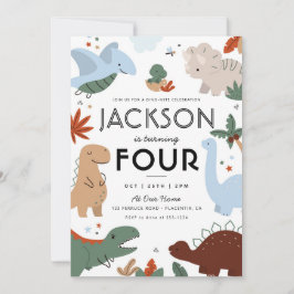 Moderne Dinosaurier Geburtstagsparty Einladung