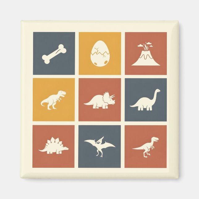Moderne Dinosaurier-Icon-Gitter Magnet (Vorne)