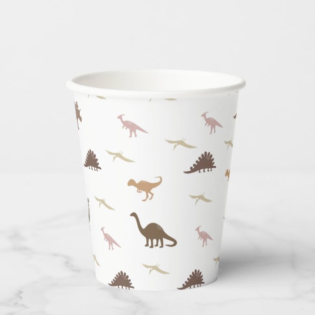 Moderne Dinosaurier Papier-Cups Pappbecher (Vorderseite)