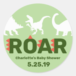 Moderne Dinosaurier ROAR Babyaufkleber Runder Aufkleber
