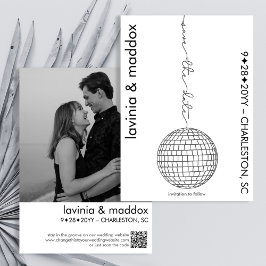 Moderne Disco Black and White Foto QR Code Hochzei Save The Date