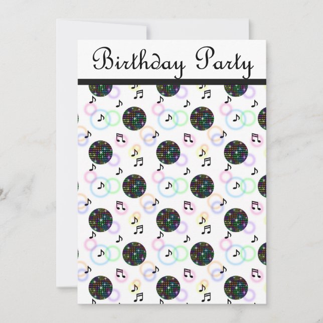 moderne Diskothek PARTY EINLADUNG weiß (Vorderseite)