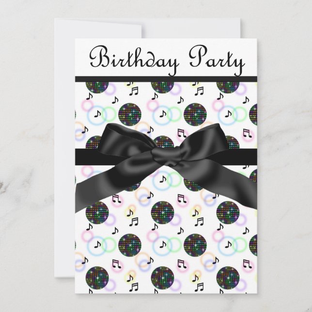 moderne Diskothek PARTY EINLADUNG weiß (Vorderseite)