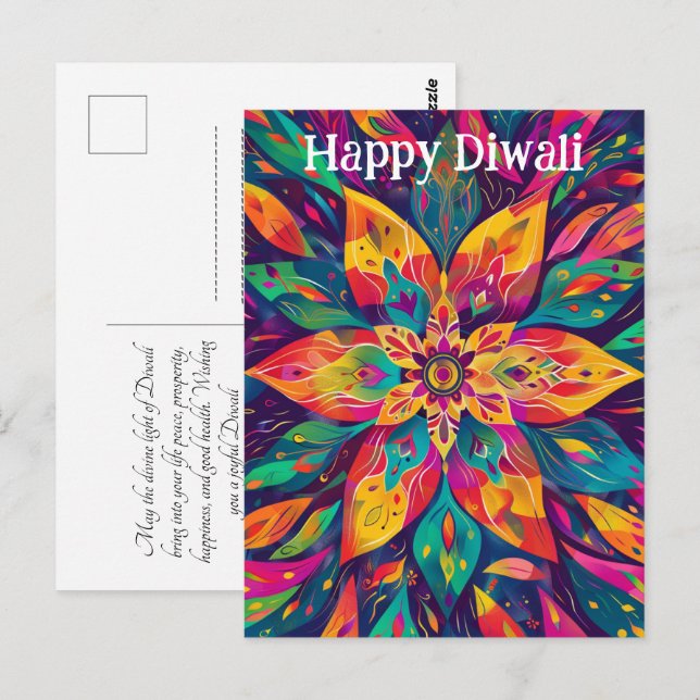 Moderne Diwali-Farben Postkarte (Vorne/Hinten)