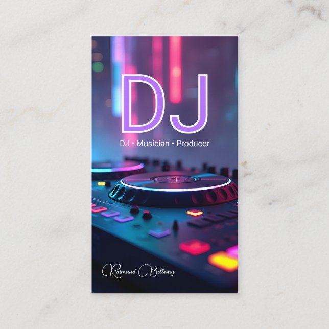 Moderne DJ Turntable Business Card Visitenkarte (Vorderseite)