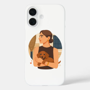 Moderne Dog Mom Ästhetik mit süßem Welpen iPhone 16 Hülle