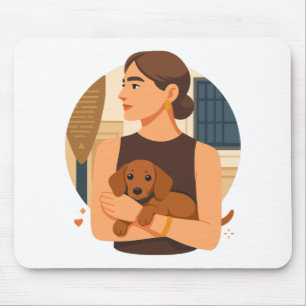 Moderne Dog Mom Ästhetik mit süßem Welpen Mousepad
