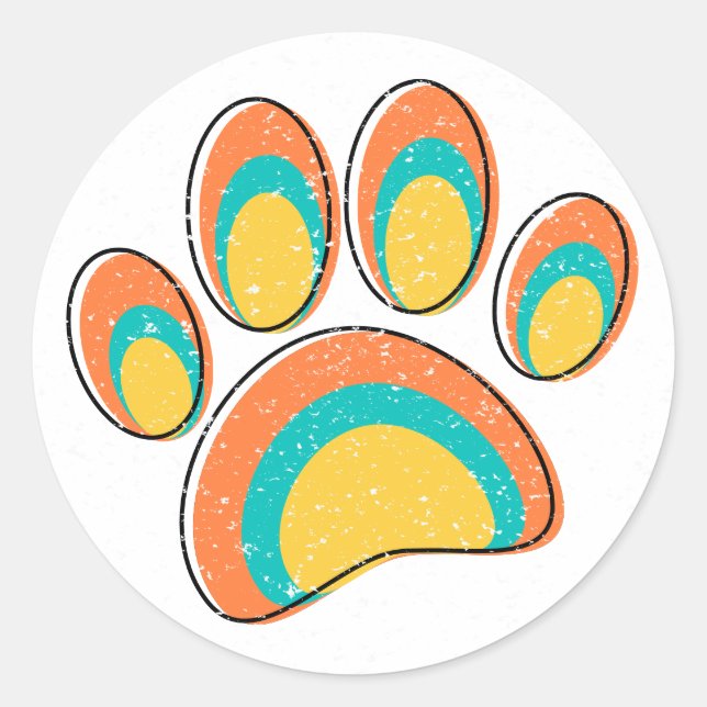 Moderne Dog Paw aus dem Mittelalter Print Runder Aufkleber (Vorderseite)