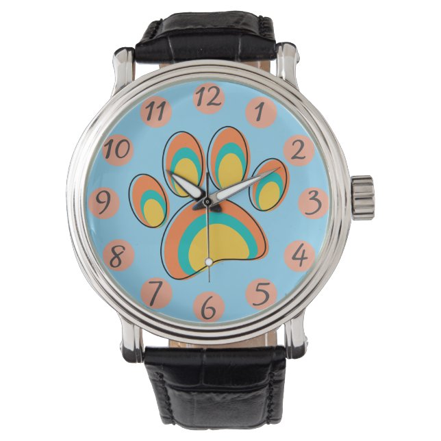 Moderne Dog Paw Print aus dem Mittelalter Armbanduhr (Vorderseite)