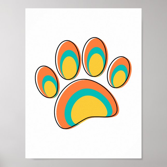 Moderne Dog Paw Print aus dem Mittelalter Poster (Vorne)