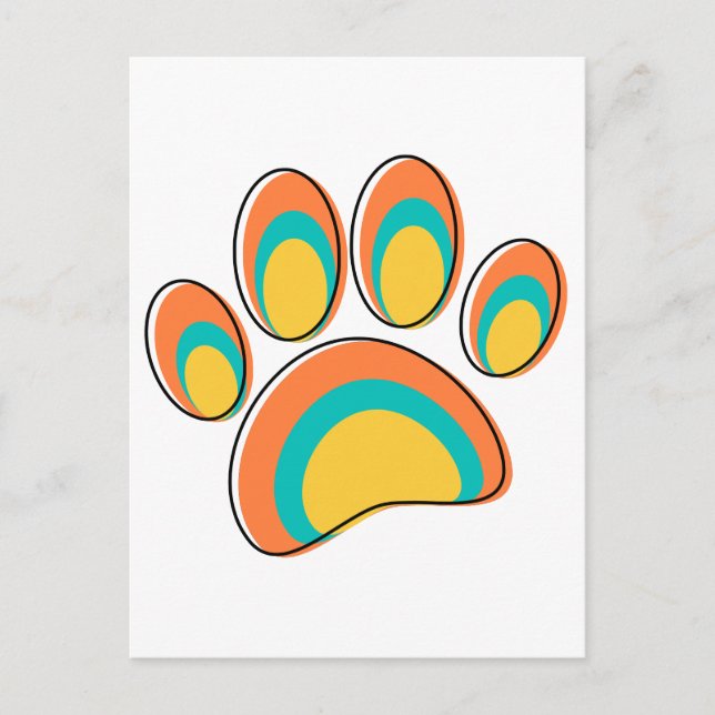 Moderne Dog Paw Print aus dem Mittelalter Postkarte (Vorderseite)