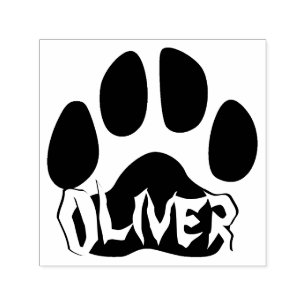 Moderne Dog Paw Print und Individuelle Name Pet Si Permastempel